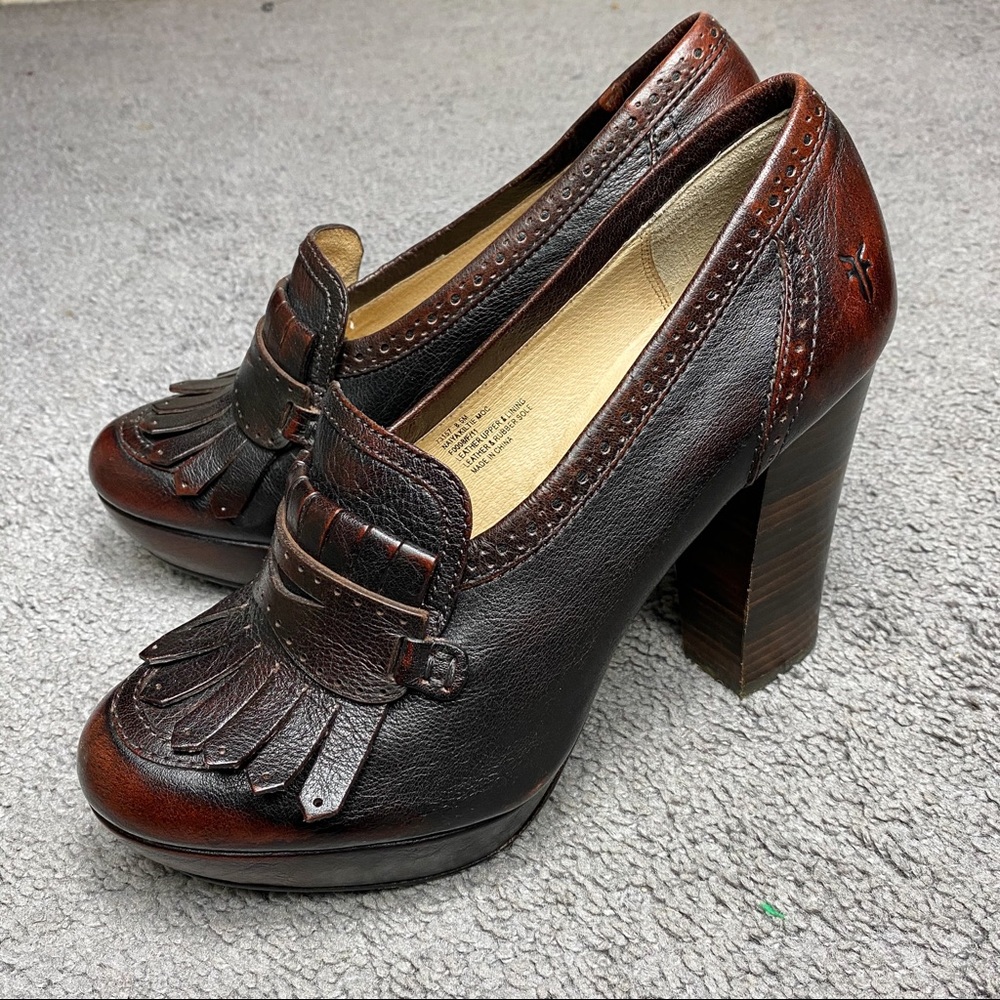 FRYE Naiya Kiltie Moc Leather Pumps Size 8.5